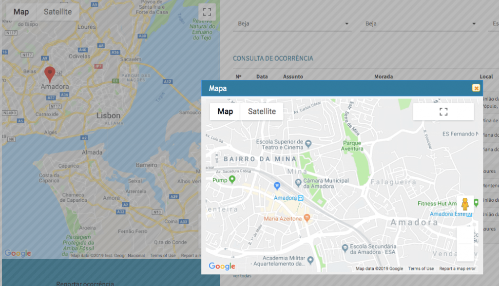 Localização da ocorrência no mapa