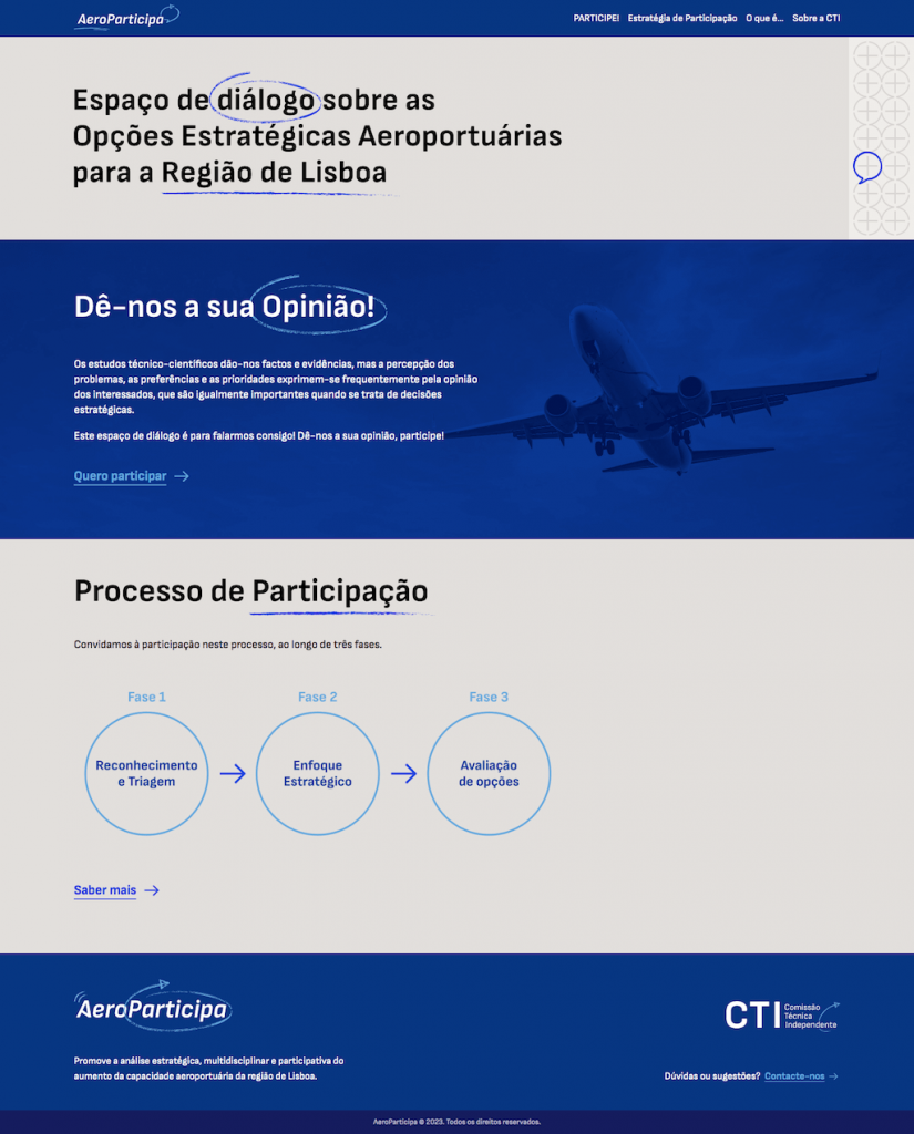Página inicial do AeroParticipa