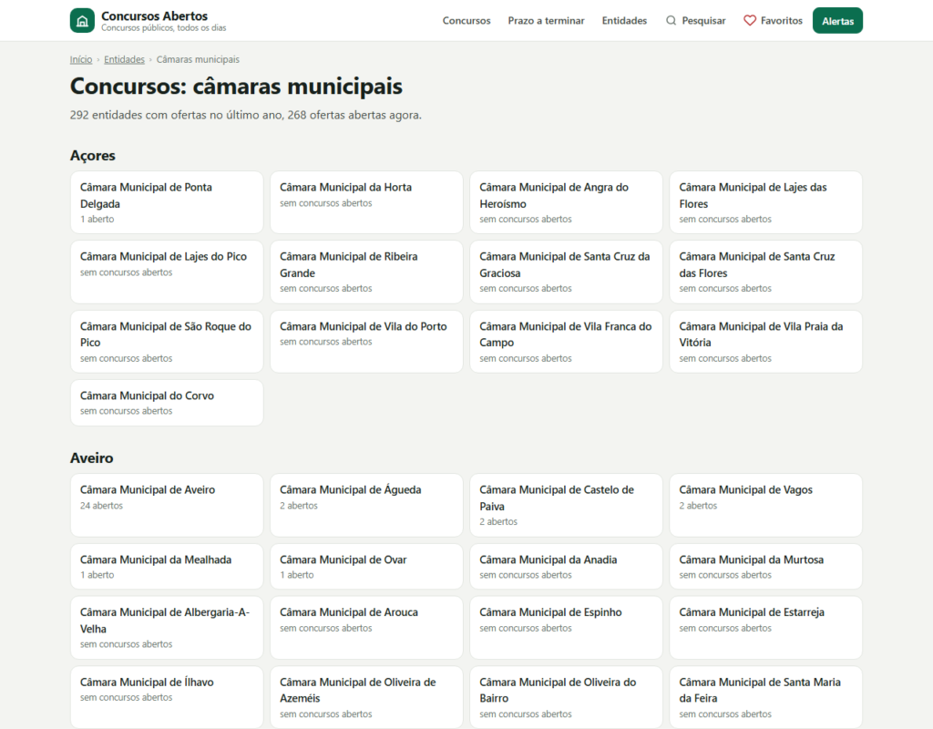 Concursos Abertos: câmaras municipais