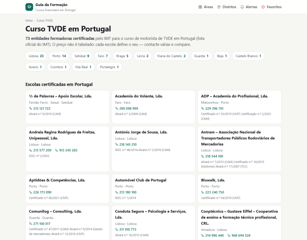 Guia da Formação: curso TVDE
